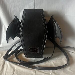 Gothic Black Coffin backpack Bag with Bat Wings